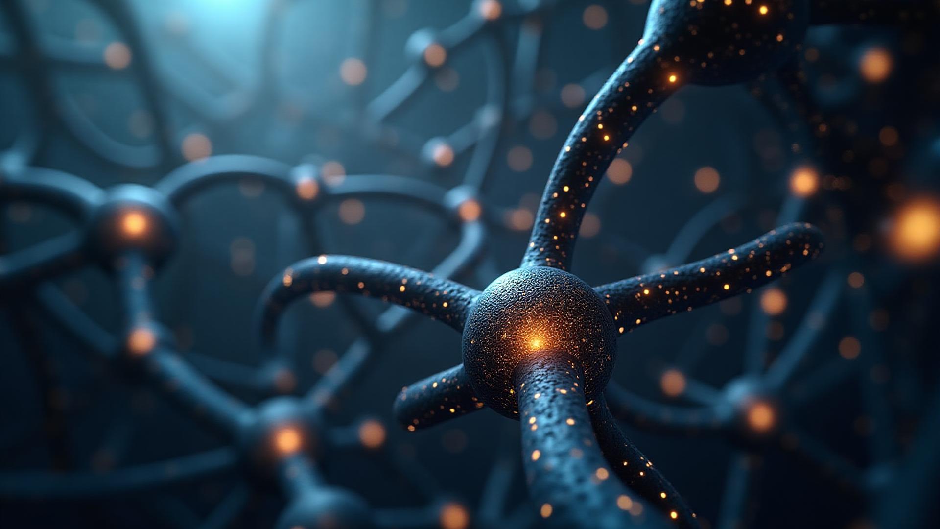 Red neuronal abstracta con estructura metálica